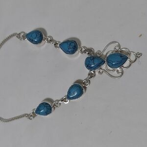 BLUE Turquoise Sterling Silver Necklace